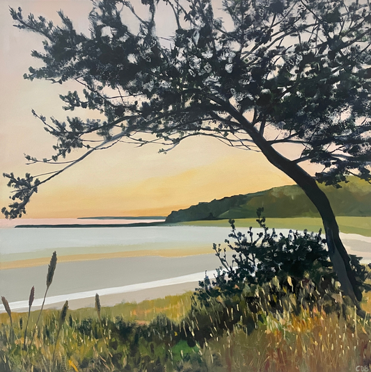 Acrylic painting of a sunset at Shoreham Beach by landscape artist, Catherine De Boise